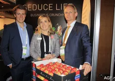 Kanzi Apples with Tom Christensen, Myrella Boer and James Simpson. Tom and James are from Adrian Scripps Ltd, a UK-based company which grows Kanzi and other products.