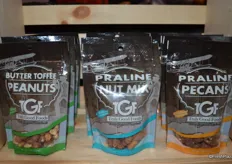 A new line of products from Truly Good Foods, called Soutern Sweets. It includes praline pecans, a praline nut mix and butter toffee peanuts. The line was launched just a few weeks ago.