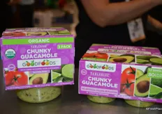 A popular Guacamole product from Good Foods. The company was sampling at the trade show. On the left is a 3-pack for club stores and to the right are 12 single-size packages.