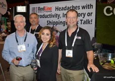 Todd Baggett, Greg Emery, Alicia Esparza and Adrian Down with RedLine Solutions. Todd shows the DS-8178 scanner and Alicia holds the MC-9200.