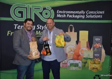 Chip Manuel and Justin Lenz with Giro Pack, Inc. Chip shows the new fashion film bag that allows any 3D image to be printed on the bag. Justin shows the Windows bag. The bag shows the type of produce that's in the bag. Giro Pack's bagger can make 10 different types of window bags.