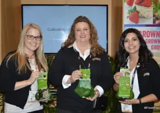 Marissa Ritter, Carrieann Arias and Jaqueline Padilla of Naturipe Farms show avocados, a new product for Naturipe.