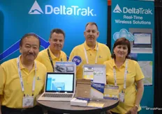 DeltaTrak represented by Fred Wu, Bob Colcord, Robert Bright and Michelle Alvino. On display is the company's latest product, the FlashLink Real Time in- transit logger that registers temperature, humidity, light and shock of produce during transportation.