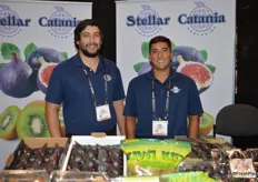 Nick Cappelluti and Michael Simmons with Stellar Distributing have California figs on display. The Black Mission figs are available through June and Brown Turkeys start July 5th.