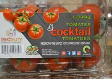 Redsun Farms' cocktail tomato packaging includes the growing area. These tomatoes are grown in Virginia.