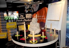 A drone and a gorilla exhibit made out of packing cardboard, at the Orora JAT stall