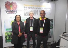 Maxie Dominic, Tony Lotton and David Laufa Haro providing information on the Labour Mobility Assistance Program in Papua New Guinea