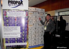 Garry Sandercock showing off new Macro Stretch Film wrapping from Propack Industries