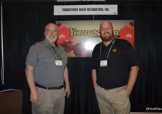 Mike Forrest and Lars Petersen with Youngstown Distributors give out samples of organic pomegranate juice as well as pomegranate arils.