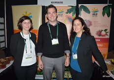 Samantha Barthel, Lorenz Hartmann de Barros and Melissa Hartmann de Barros from HLB Specialties show the company's tropical and exotic fruit varieties.