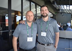 Steve Zaccardi and Stephan Cowan with Mucci Farms are walking the trade show.