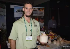 Ryne Case with Charlie's Produce was one of the most popular people at the show. The company brought about 900 organic coconuts that were given away to show attendees.