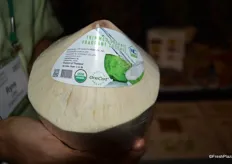 All organic coconuts were opened, a straw was added and show attendees enjoyed fresh coconut water.