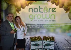 Dan Acevedo and Jailany Betancourt with GreenFruit Avocados show the company's organic avocado program, called Nature Grown.