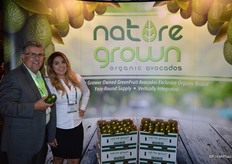 Dan Acevedo and Jailany Betancourt with GreenFruit Avocados show the company's organic avocado program, called Nature Grown.