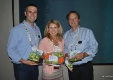 Alex McCloskey, Kim St. George and Jeff Freeman with Mann Packing show a selection of the company's organic vegetable options.