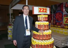 Clive Garrett, head of communications at ZZ2 with their new tomato juice produce range.