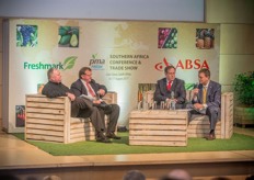 MC Michael Jackson, Tommie van Zyl of ZZ2, Craig Bond of ABSA and John Oxford of L&M.