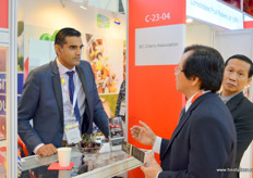 Wide interest at the booth of the BC (British Columbia, Canada) Cherry Association.