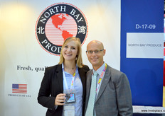 Until September, North Bay Produce is shipping fresh blueberries to China. It's largest product are Michigan apples. Michigan apples need to pass a three-month cold treatment before they are allowed to enter the Chinese market. On the picture are Sarah Yancho and Eric V. Olshove.