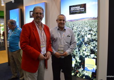 Ian Locke and David Hooper on the Tasmania Fruit Growers' stand.