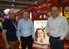 Golden Bay launch the first Prem 34 apples into Tesco last week, Anthony Heywood, Patrick Meikle and Heath Wilkins were at the show.