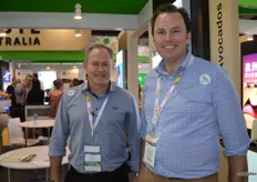 Darren Keating from PMA Aus-NZ (right) was visiting John Tyas at the Avocado Australia stand.