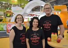 Amanda Lyon, Sally Gallaghan and Ross Beaton from The Apple Press. The company is on the point of launching a line of apples juices from New Zealand made from selected varieties including Jazz and Envy apples.