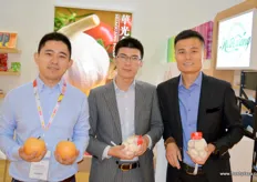 Vernon Chen, Sales Manager, Rai Li, CEO, and Shaquille Du, Purchasing director, of Hope Long. Hope Long sells its products under the HuaGuang brand.