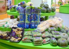 Fresh vegetables and pre-packed ginger.