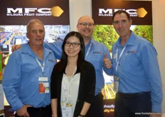 The Mildura Fruit family: General Manager Perry Hill, Trade Development Mngr. Matthew Bates, Sales Manager Marcus Scott with WELLCOME Category Manager Joyce Chan (HK).