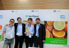 Juan Martin Hilbert and Andres Haloua from San Miquel Argentina with their visitors at the stand.