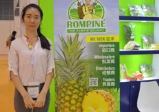 Janet Liu of Great Wall Economy Trade, distributor of Rompine Malaysian pineapples.