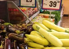 Courgettes and eggplants cost 0.58 euro and 0.43 euro.