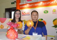 Sonpy from China. This company exports grapefruit, lemons and citrus. Sandi Lai and Grace Zhang.