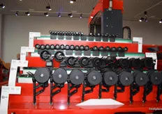 A display showing various roller sizes for sorting.