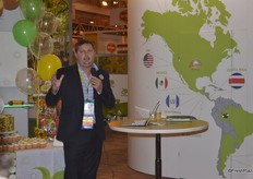 Nathan Flowerday with Zespri addresses a speech in celebration of Zespri's 20th anniversary.