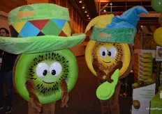 Mascots promoting traditional green kiwi fruit as well as SunGold.