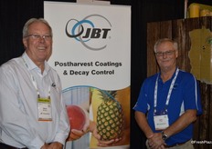 Serving freshly squeezed orange juice to trade show attendees were Steve Messinger and John Freer with JBT.
