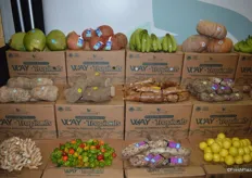 Exotic fruit and vegetable varieties on display in the Freshway Produce booth.