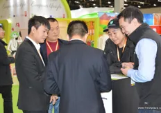 Interest from Chen's Sun for Australian produce at the stand of Fruit Growers Australia.