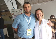 Hall's Shane Eva and Leigh Green, marketing manager.