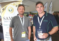 Japie Breedt of Kleinplaas near George, with Wessel Cloete, representative of Goldsuite-Nutrian in Cradock.