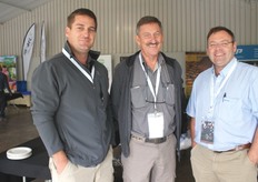 Joachim Prinsloo of Sunreaped with his father Jan Prinsloo and David Altenroxel, Novasun Products.