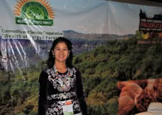 Borbieva Rakhat from the Commodity and Service and Wealth of Kyrgyz Forest. They presented their walnuts and dried fruits. Kyrgyzstan is a country in middle Asia.