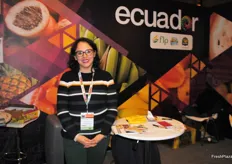 Andrea Montoya M. from ProEcuador, which brought three exporters to the exhibition FLP, Organpit and Agzulasa.
