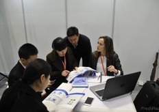 Costanza Frezzato, sales manager for Turatti, as she welcomes guests