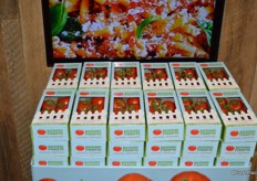 Backyard Farms cocktail tomatoes on display in the Sunset booth. Backyard Farms was acquired by Sunset earlier this year.