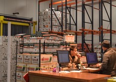 Boxes of produce at Ryeco, LLC. are waiting to get transported out of the Market.