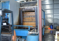 Cherries are cooled in the hydrocooler straight from the field.